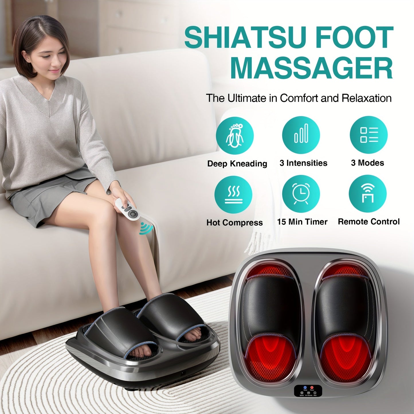 3D Shiatsu Foot Calf Massager with Heat-K3GV