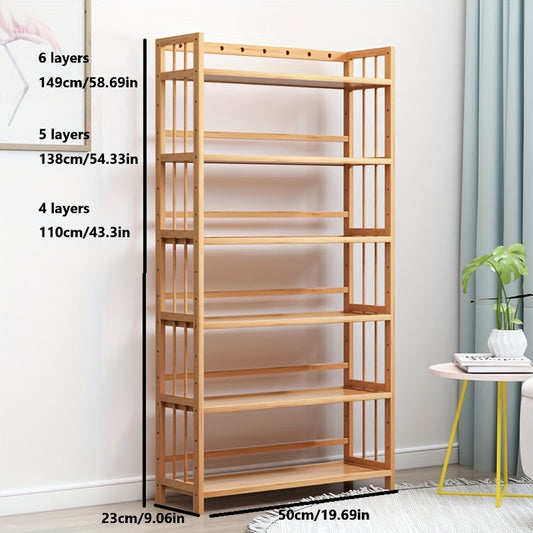 5-Tier Bamboo Bookshelf Storage Rack - XYV9