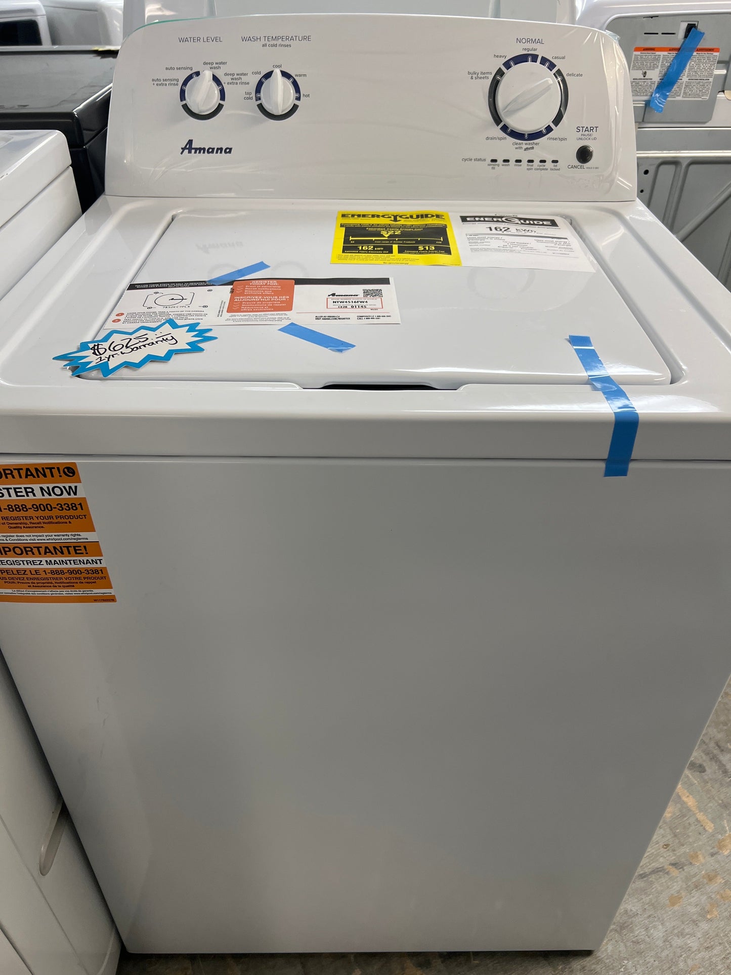 New!! Amana 3.8 cu. ft. Top Loading High Efficiency Top Load Washer