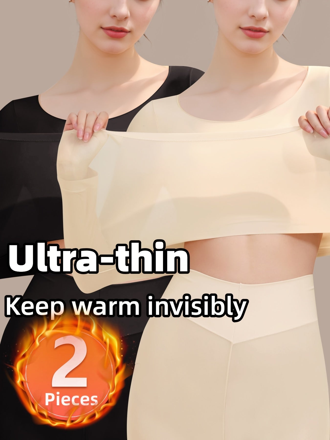 2-Pack Ultra-Thin Thermal Base Layer Tops TJR5M8P