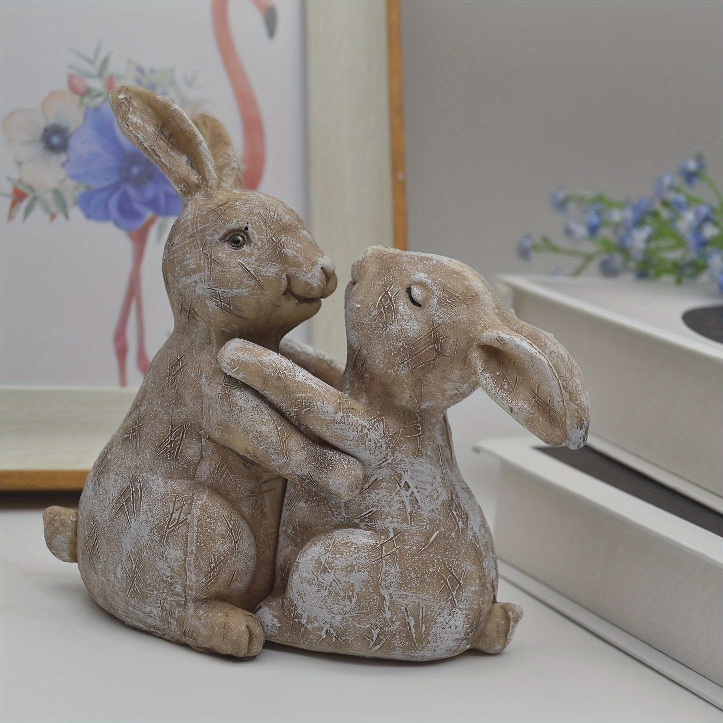 2pcs Charming Resin Rabbit Couple Figurines - VSQM
