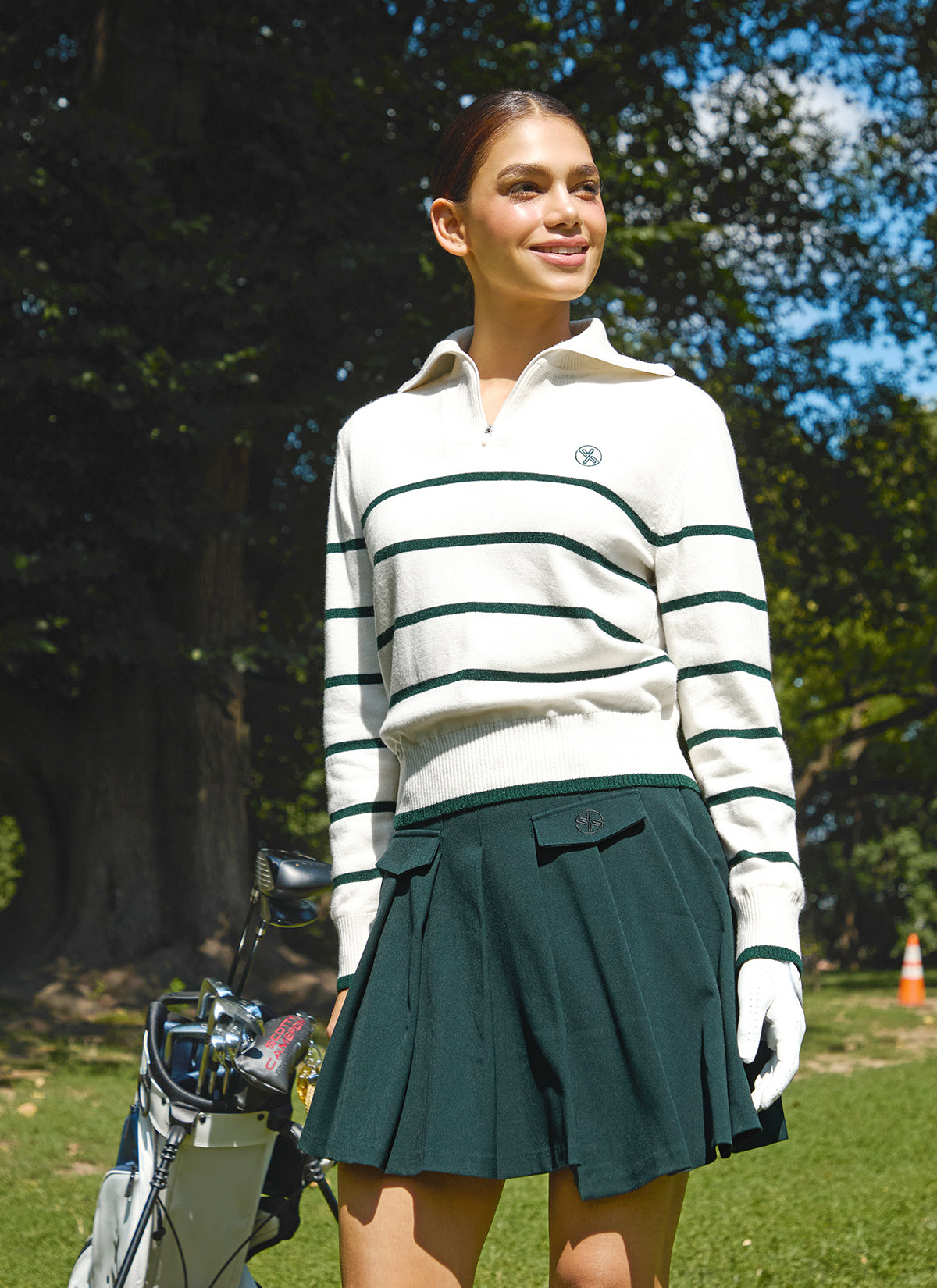 Preppy Unbalance Pleated Skirt