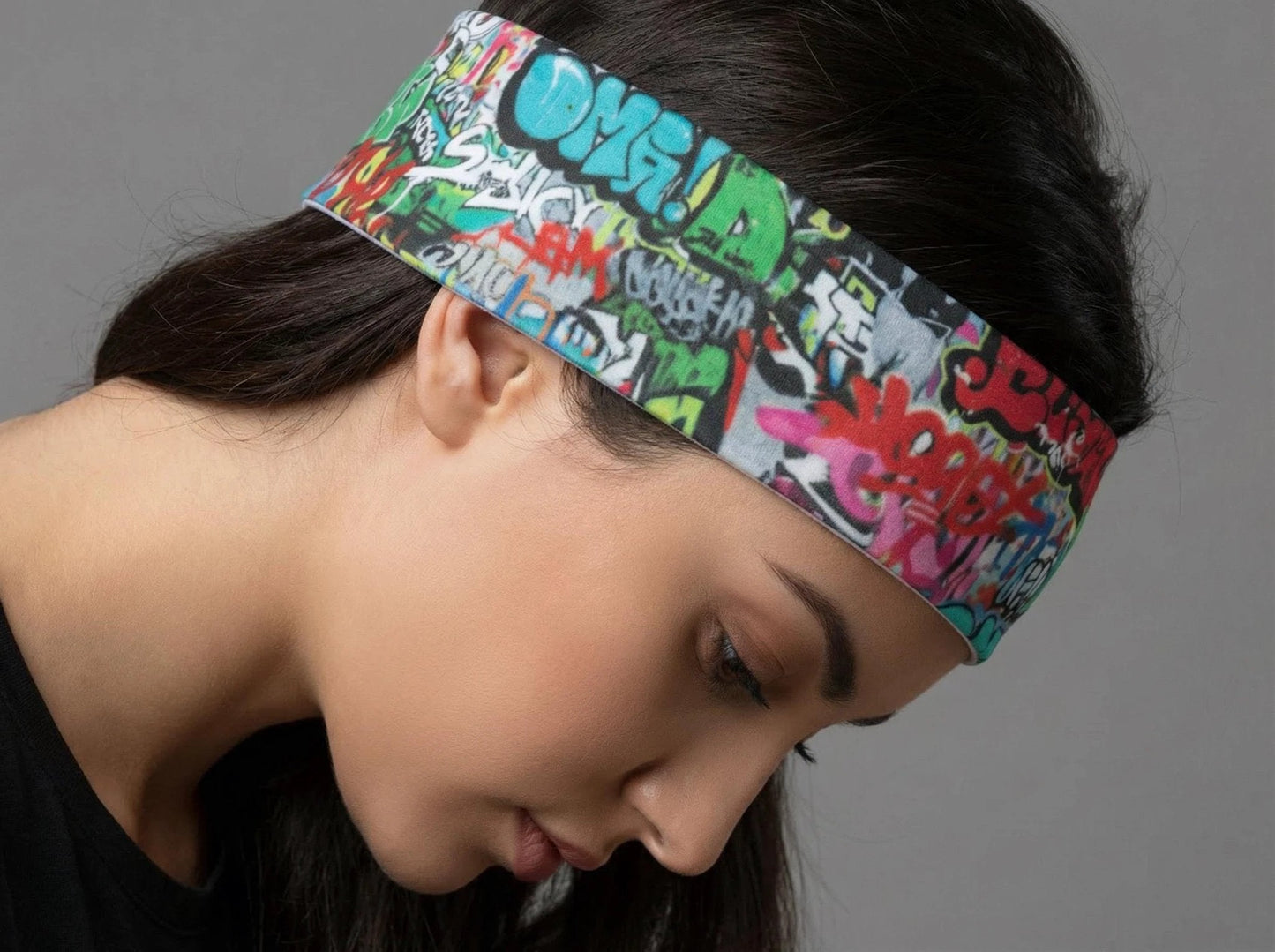 Graffiti Street Art AOP Sports Headband for Urban Fitness Dressers — Sweat-Wicking Bold Print, Gym Peloton HIIT Activewear Accessory