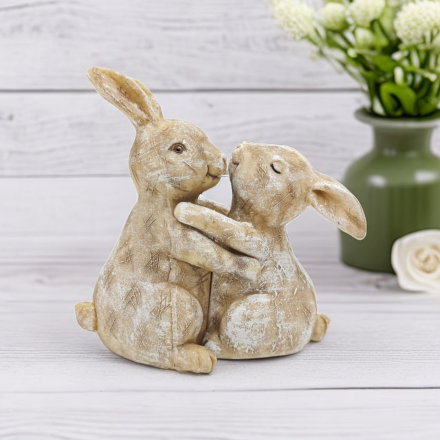 2pcs Charming Resin Rabbit Couple Figurines - VSQM