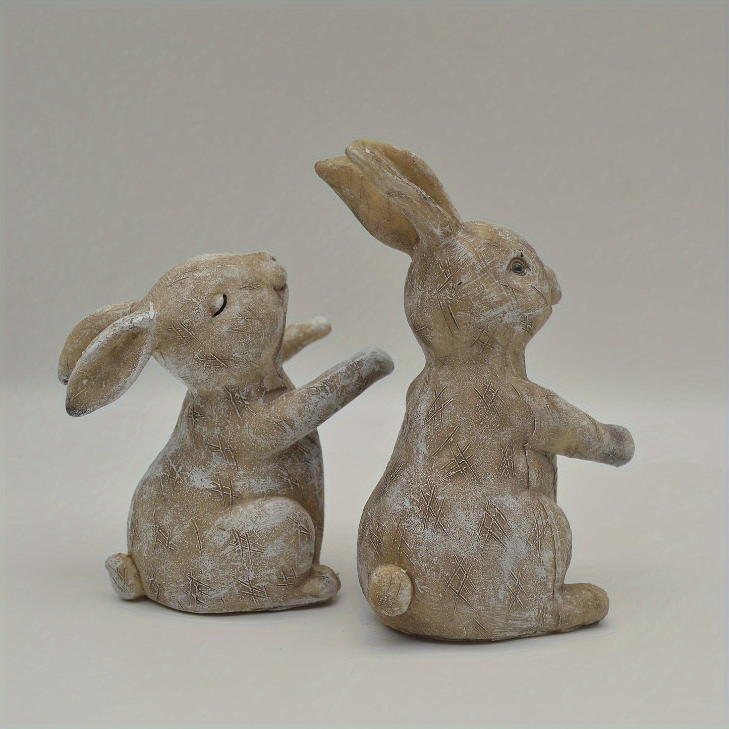 2pcs Charming Resin Rabbit Couple Figurines - VSQM