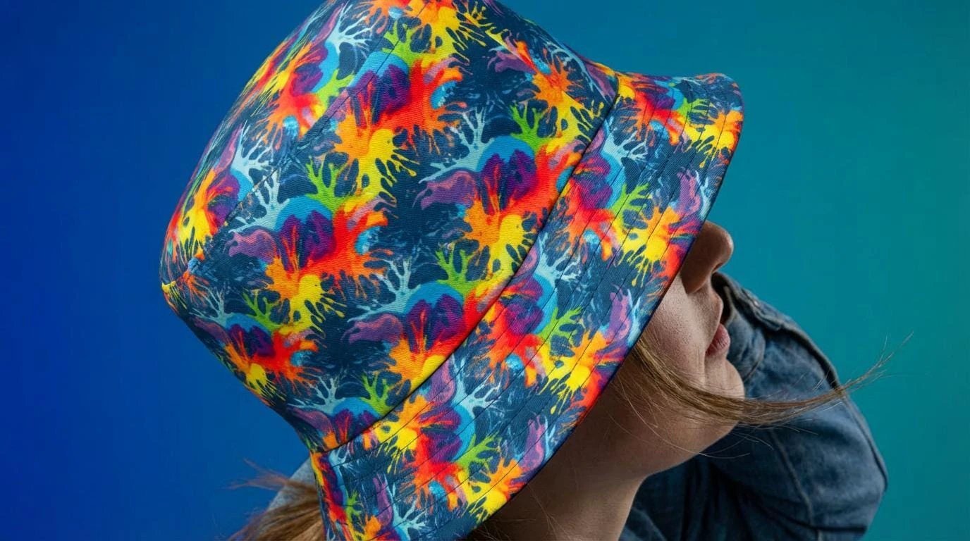 Neon Anemone AOP Bucket Hat | Electric Reef Print S–L