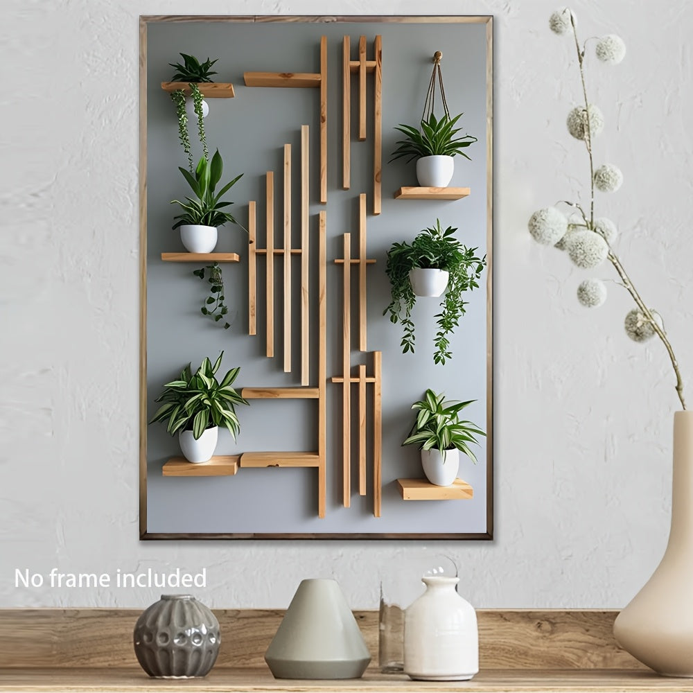 Geometric Wood Greenery Wall Shelf- HMT25GS