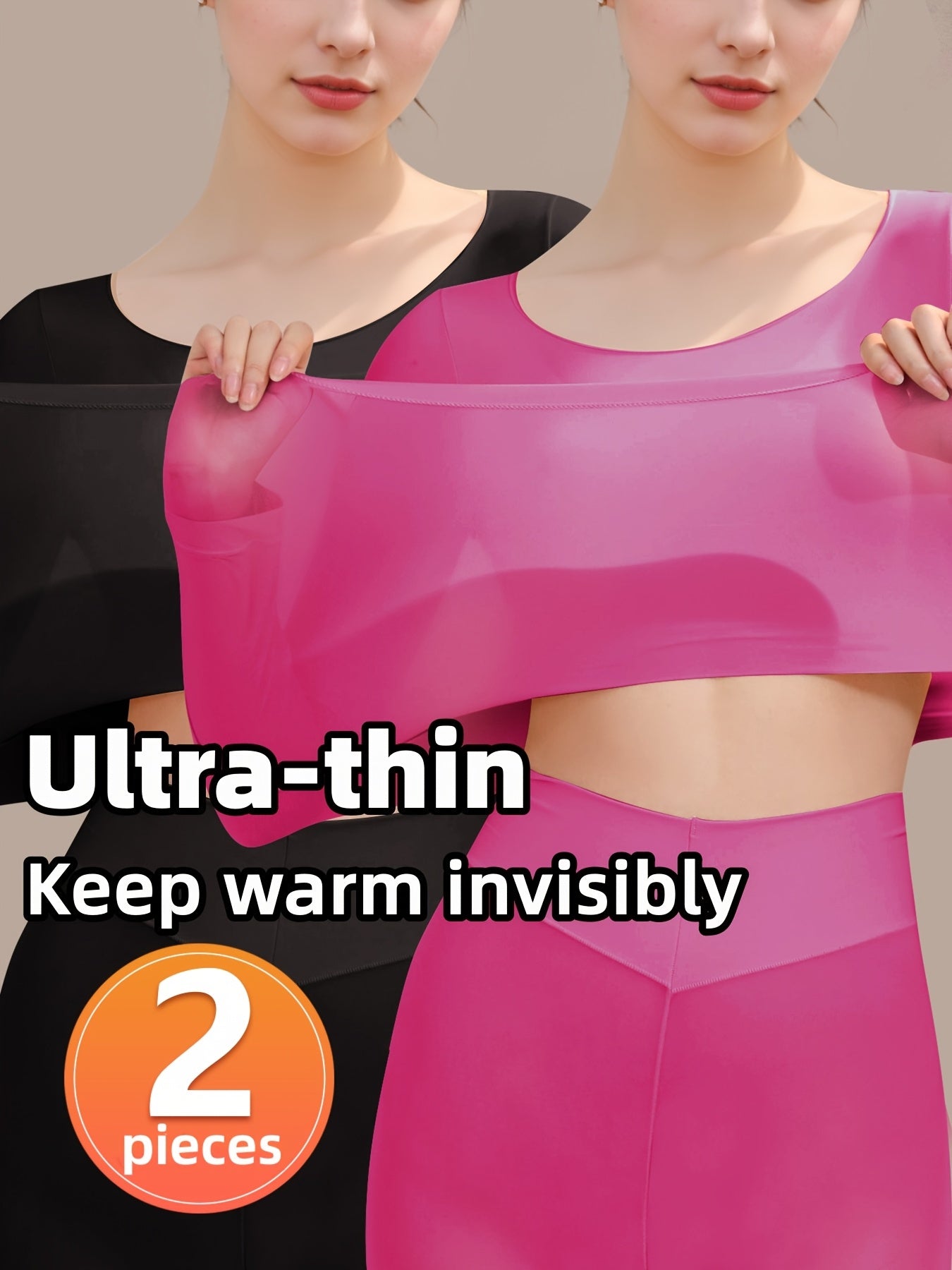 2-Pack Ultra-Thin Thermal Base Layer Tops TJR5M8P