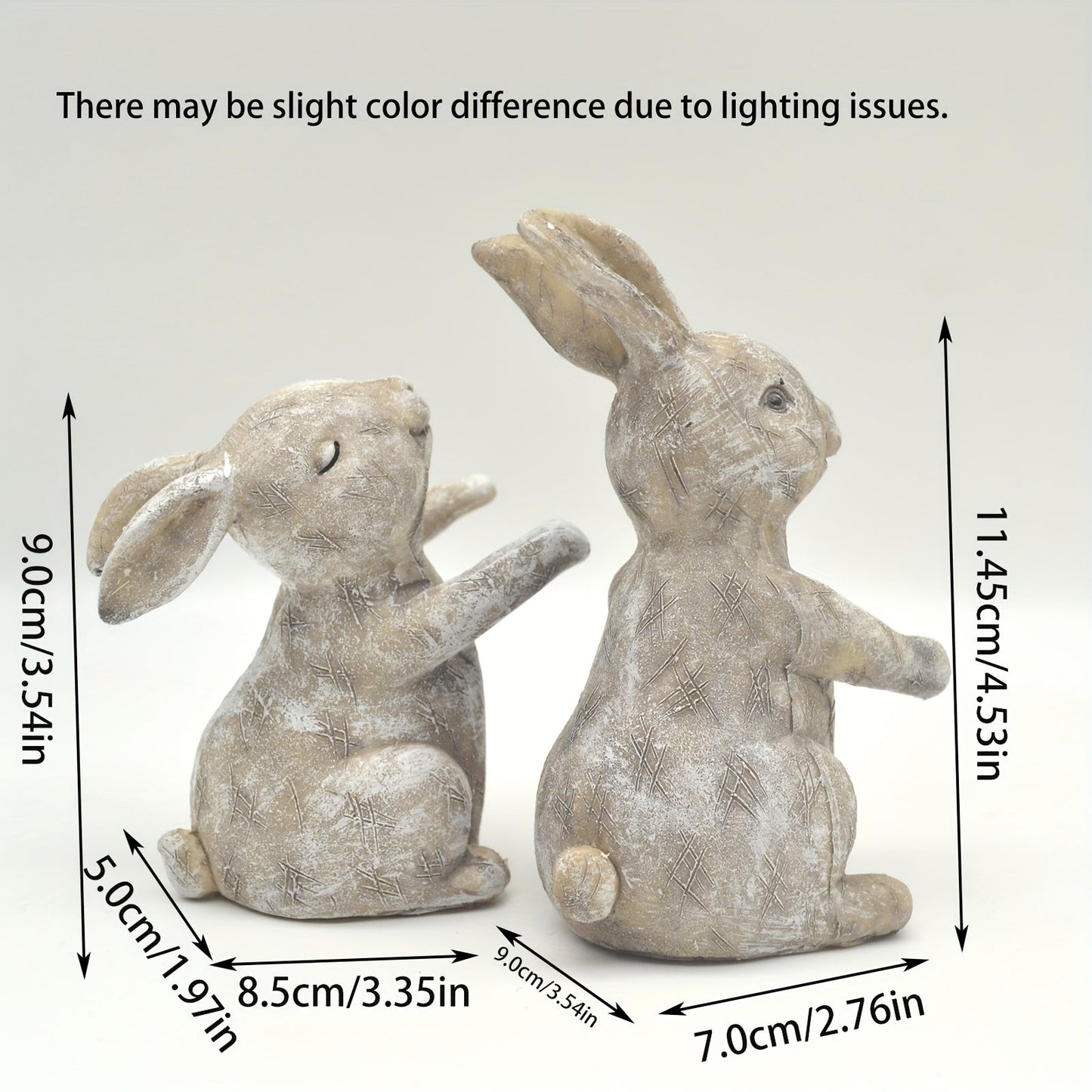 2pcs Charming Resin Rabbit Couple Figurines - VSQM