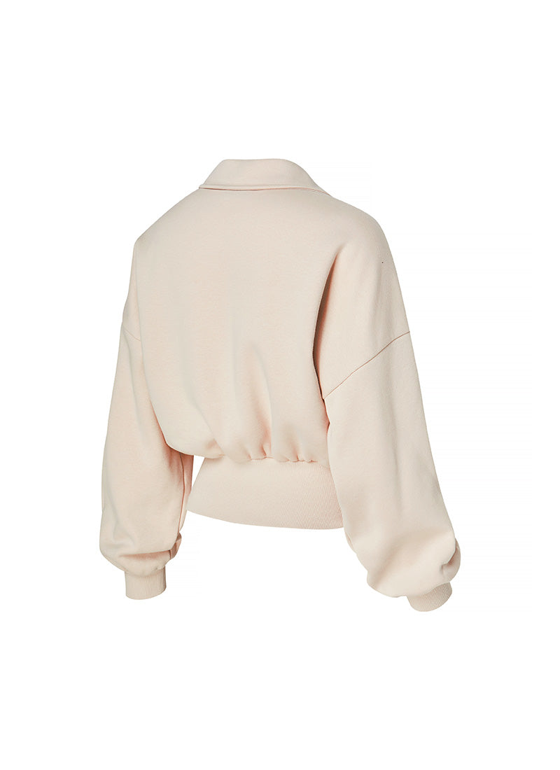 Fine Cotton Open Collar Sweatshirt
