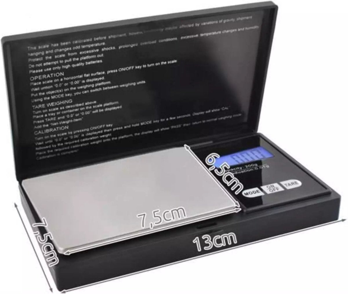 Ruhhy Precisie Zakweegschaal 200 x 0,01g - Compact met Klep