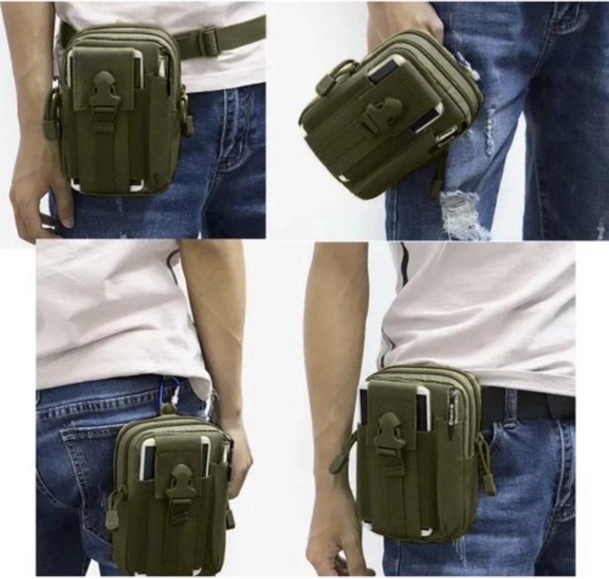 Trizand tactische heuptas - Olijfgroene heuptas met riem voor outdoor en survival