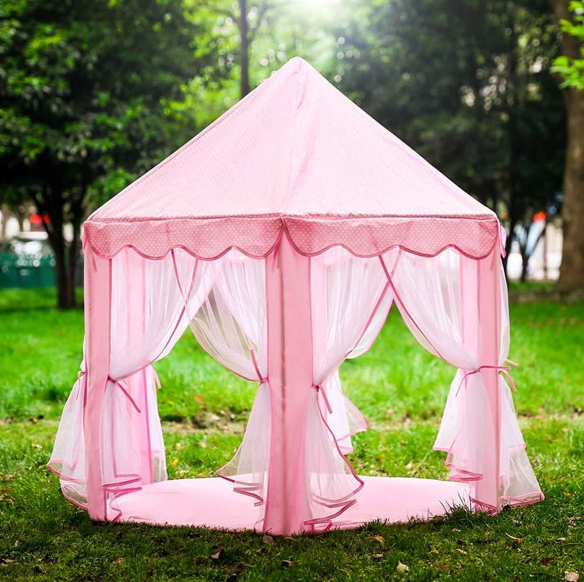 Speeltent voor Kinderen - Met Bodem - Vanaf 3 Jaar - 135x135x140cm - Kinderen Tent Kasteel - Voor binnen en Buiten- roze