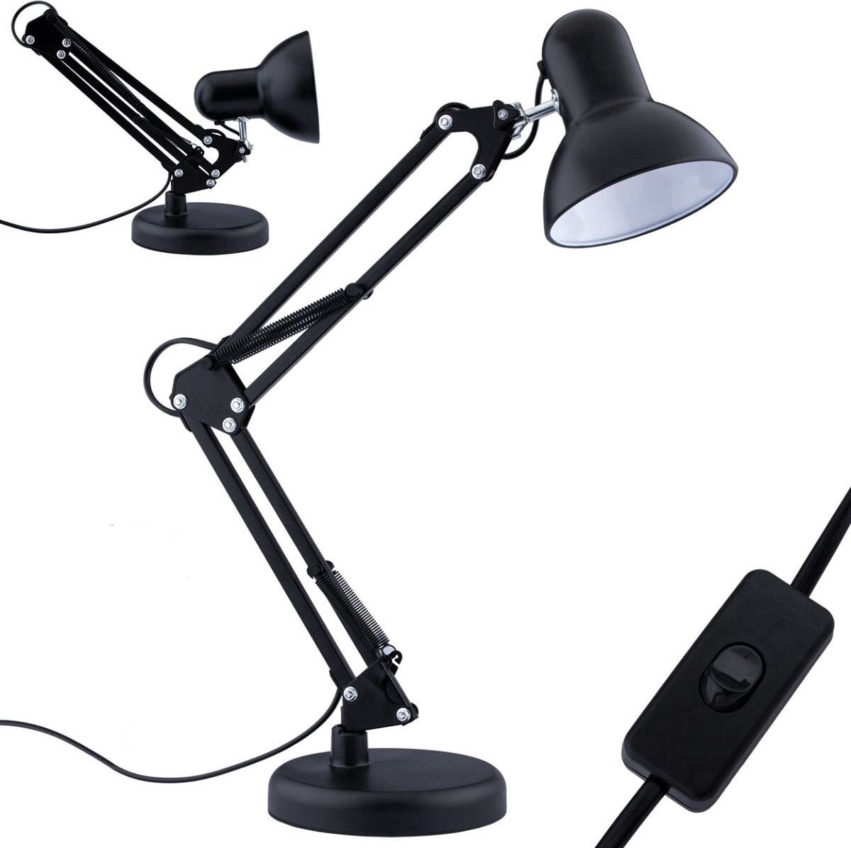 Bureaulamp - Verstelbaar - Retro - Klassiek - 1x40 watt - Zwart