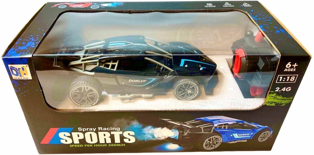Rc Sport Race Car with Spray - bestuurbare auto 1:18 - oplaadbaar - 2.4GHZ