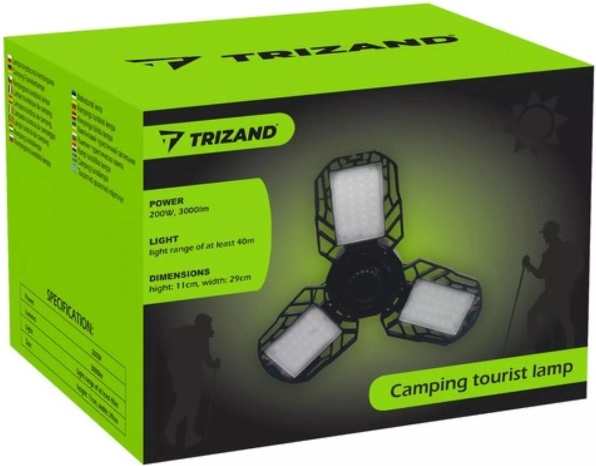 Trizand Solar Campinglamp - 3000 lm, 4 Lichtmodi & Oplaadbaar