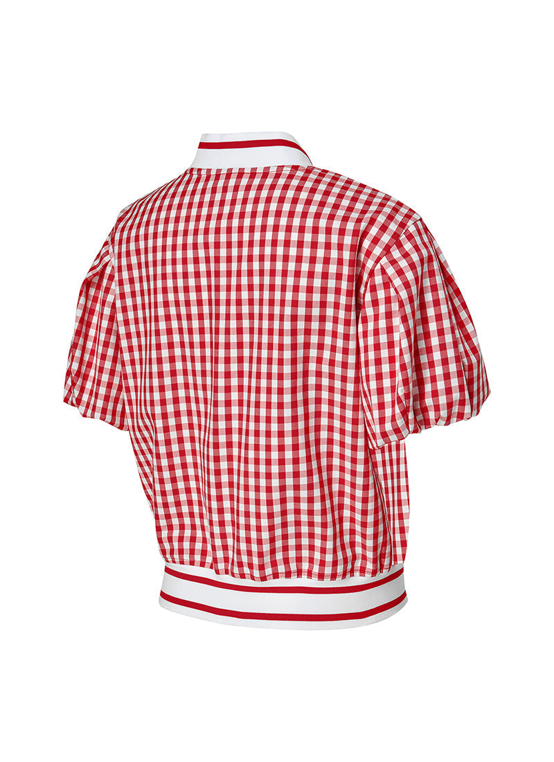 Check Puff Short-Sleeve Jumper