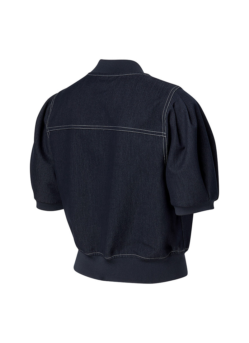 Denim-Like Puff Short Sleeve Jumper