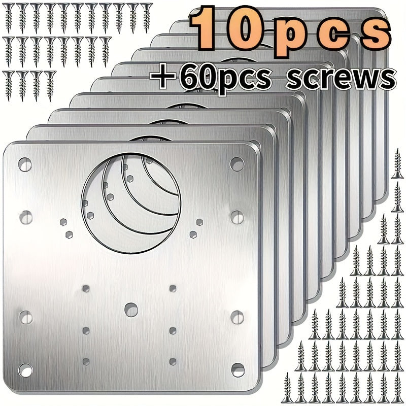 10pcs Kitchen Cabinet Door Hinge Repair Plates, Steel TJR5M9D