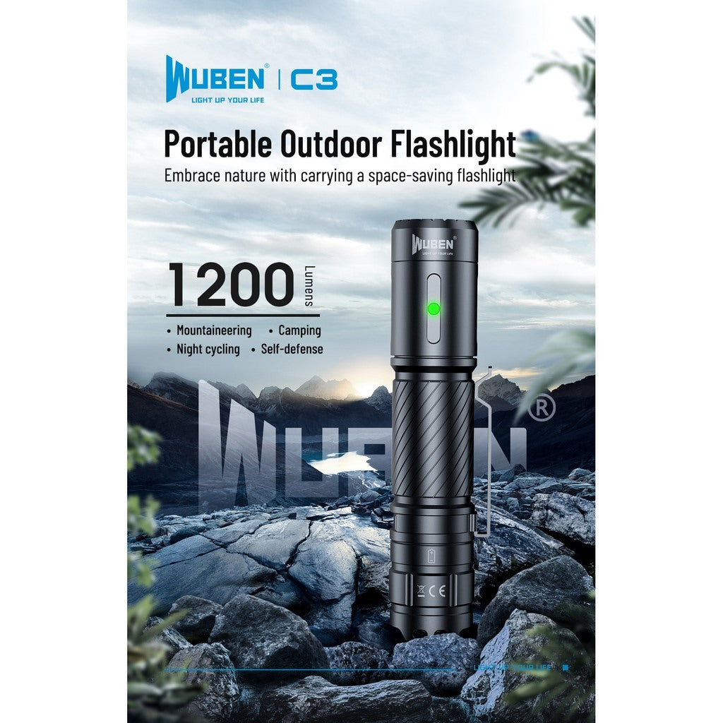 WUBEN C3 1200 Lumens Portable Rechargeable Waterproof EDC LED Flashlight
