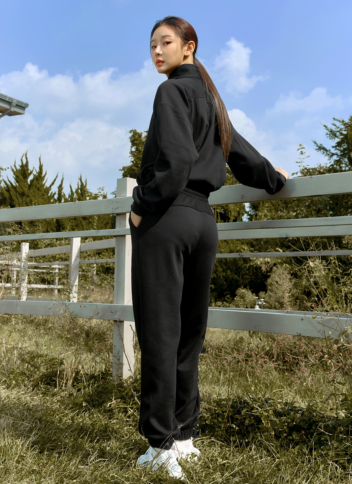 Peach Ribbed Basic Jogger Pants