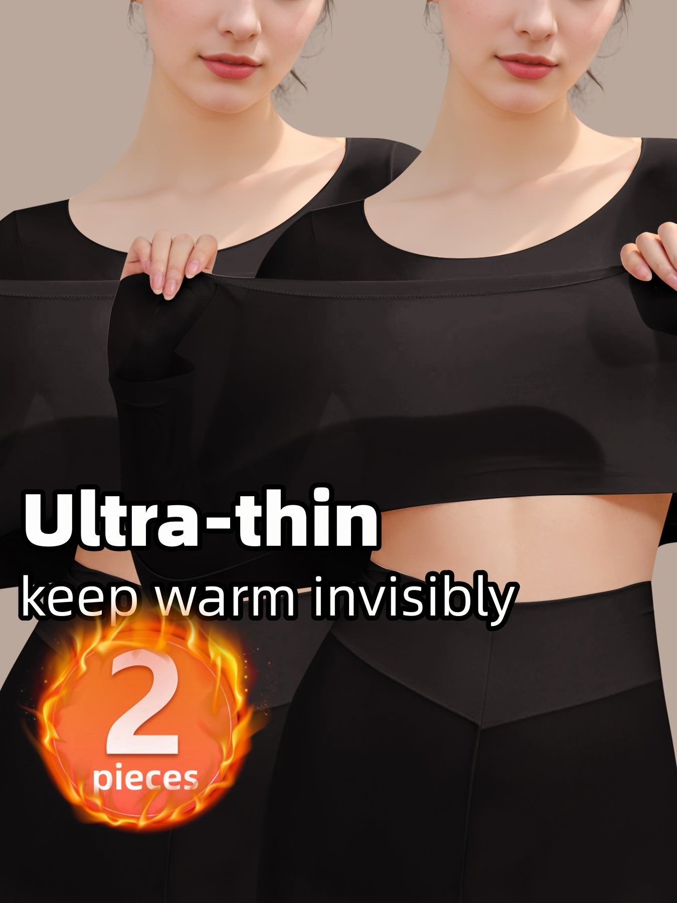 2-Pack Ultra-Thin Thermal Base Layer Tops TJR5M8P
