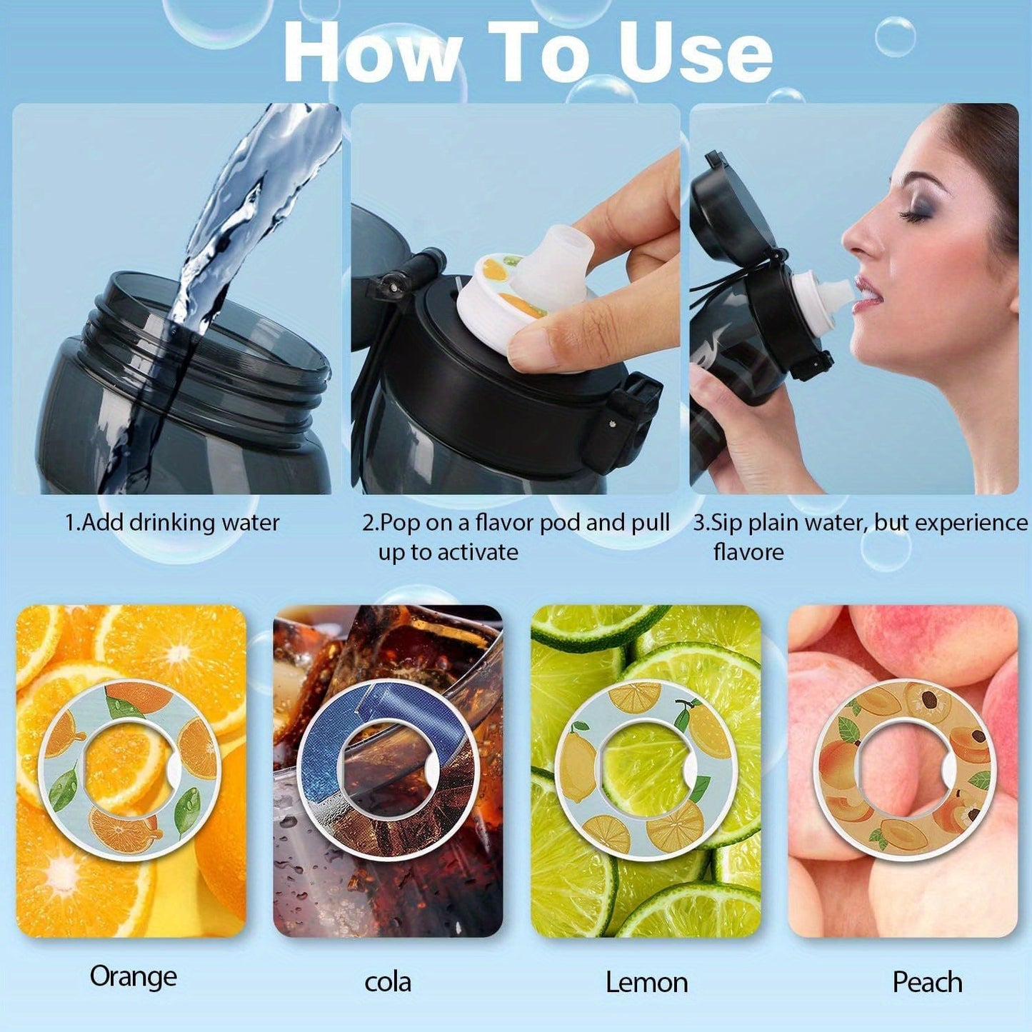 1pc Aromatic Bouncing Lid Sports Water Cup + 7pcs Flavor Rings-0WT6