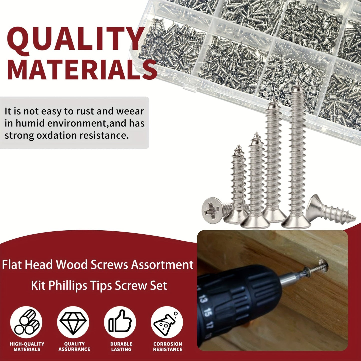 Wood Screw Set 1070pcs- HMT15SS