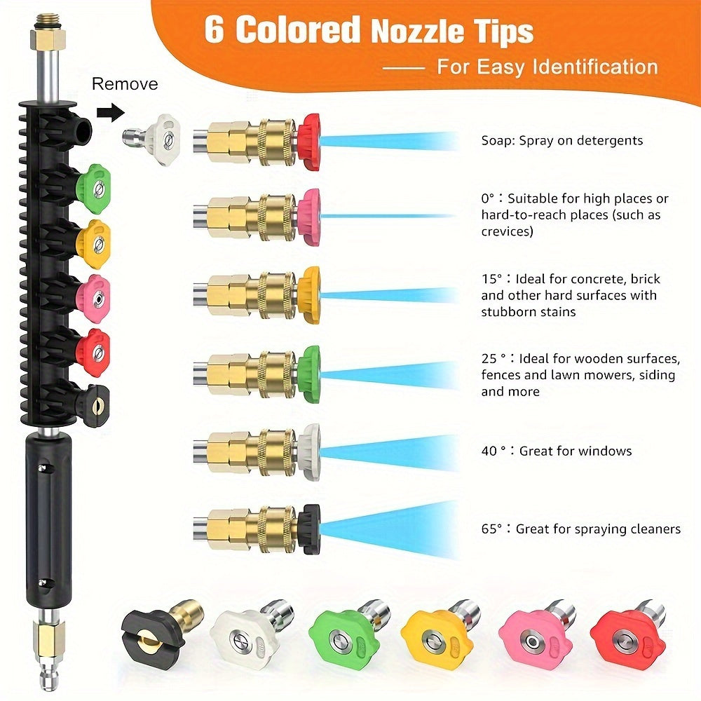 10pcs Pressure Washer Extension Wand with Nozzle Tips TJR7P4G