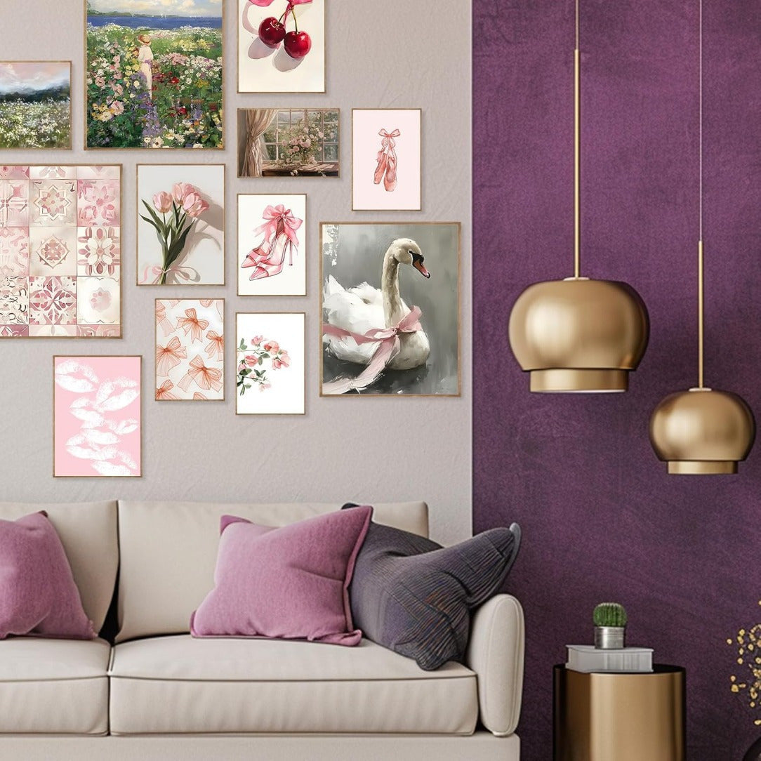 12pcs Pastel Pink Coquette Eclectic Posters - X2NL