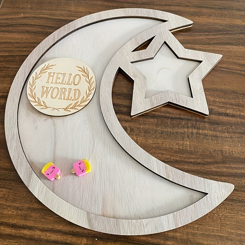 Ramadan Wooden Moon and Star Snack Tray - U2NK
