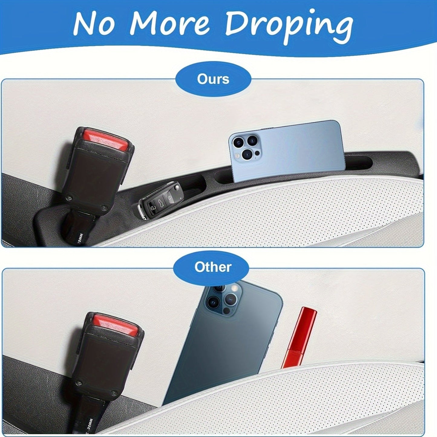 2pcs Silicone Car Seat Gap Organizer with Large Storage TJR9T3X