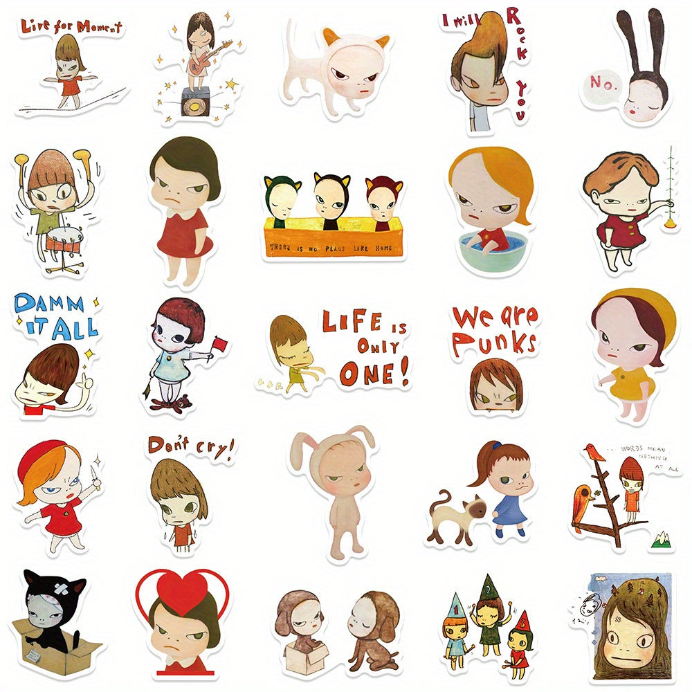 50 PCS Cartoon Cute Japanese Painter Nara Meizhi Stickers - ADV0