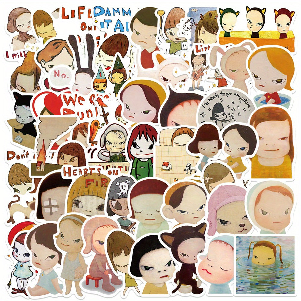 50 PCS Cartoon Cute Japanese Painter Nara Meizhi Stickers - ADV0
