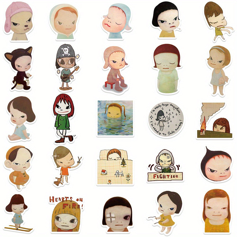 50 PCS Cartoon Cute Japanese Painter Nara Meizhi Stickers - ADV0