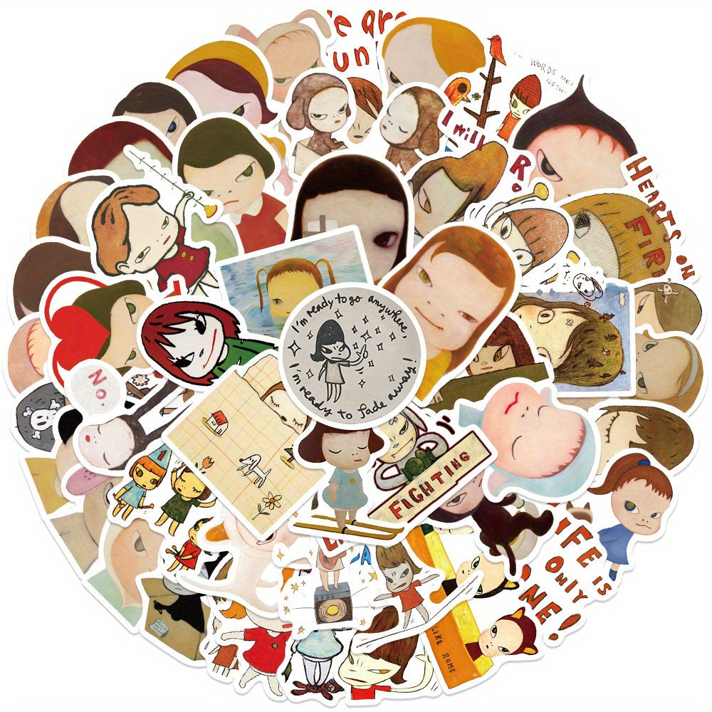 50 PCS Cartoon Cute Japanese Painter Nara Meizhi Stickers - ADV0