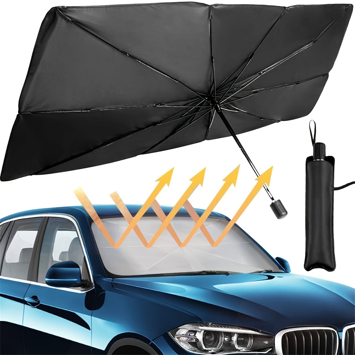 Portable Foldable Windshield Sun Shade, UV Protection for Vehicles TJR4B9M
