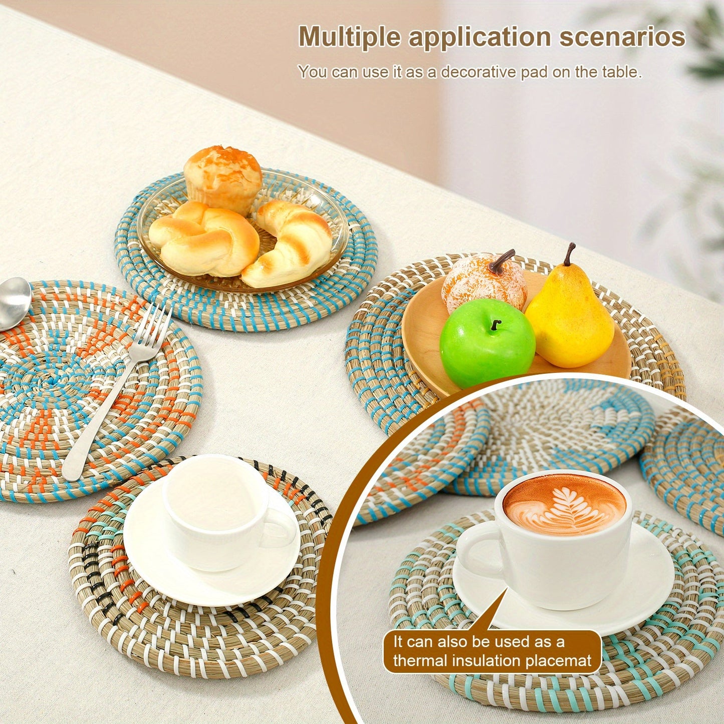 5pcs Bohemian Handcrafted Wooden Woven Wall Basket Set - S1ML