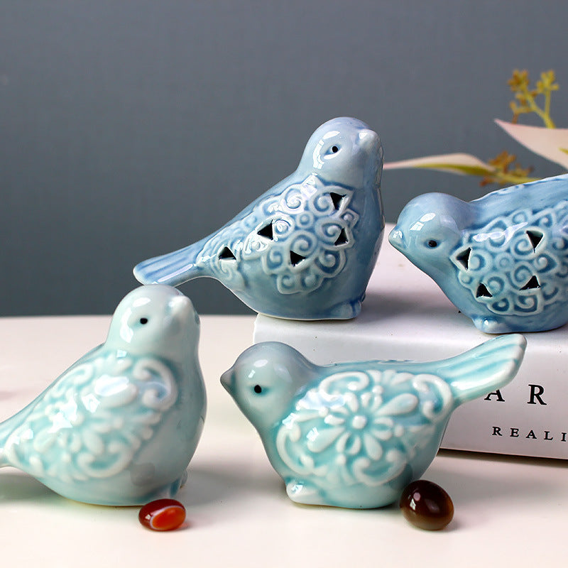 2PCS Ceramic Bird Figurines - H2DN