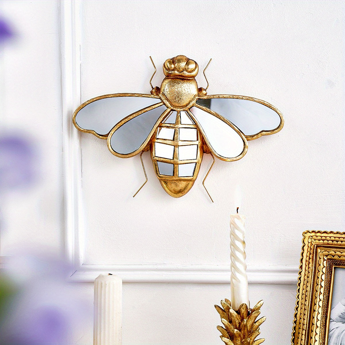 Creative Resin Material 17.02*25.4cm Golden Yellow Bee Beetle Home Decoration - XDL2