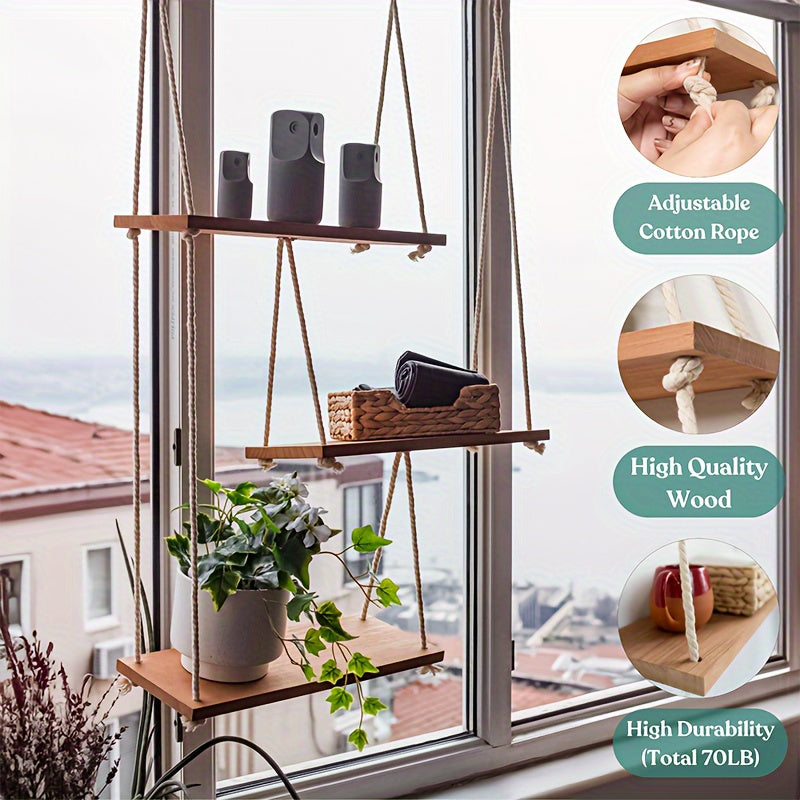 3 Tiers Adjustable Wall Mounted Shelves Plant Rack - DL2K