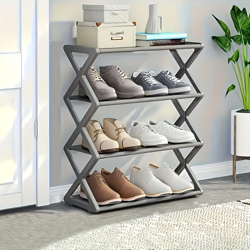 4-Tier Metal Shoe Rack, Foldable & Space-Saving Organizer TJR8K9L