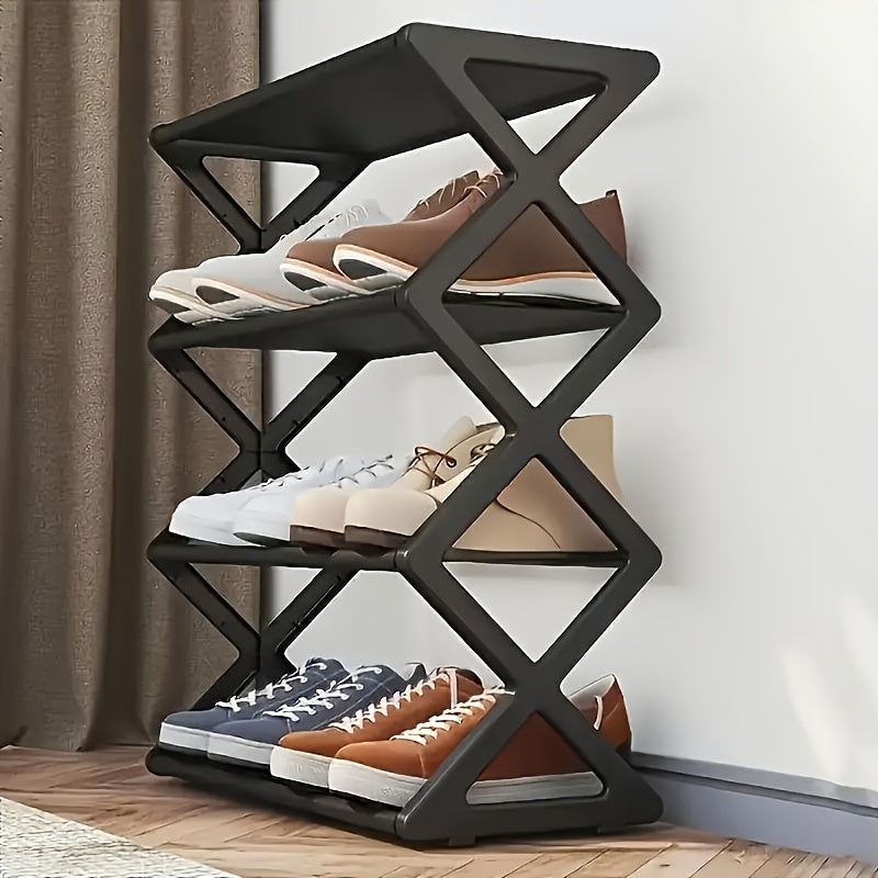 4-Tier Metal Shoe Rack, Foldable & Space-Saving Organizer TJR8K9L