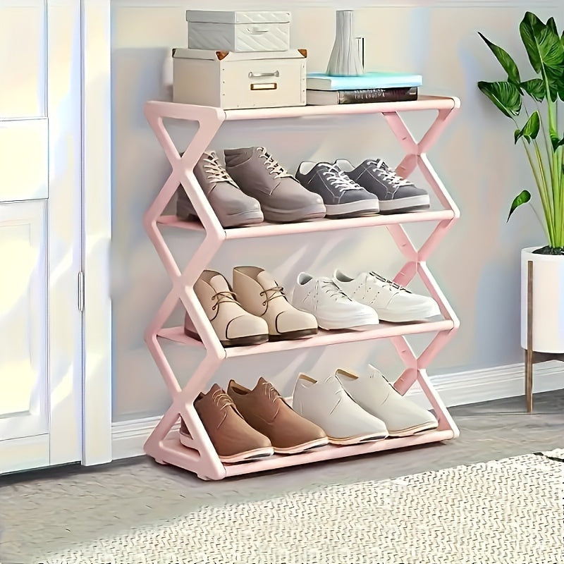 4-Tier Metal Shoe Rack, Foldable & Space-Saving Organizer TJR8K9L