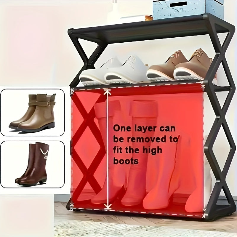 4-Tier Metal Shoe Rack, Foldable & Space-Saving Organizer TJR8K9L
