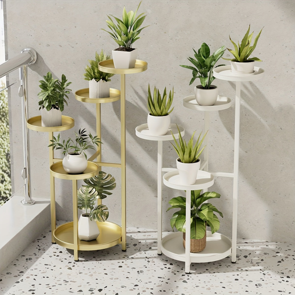 5-Tier Iron Plant Stand with Round Trays - DUI0