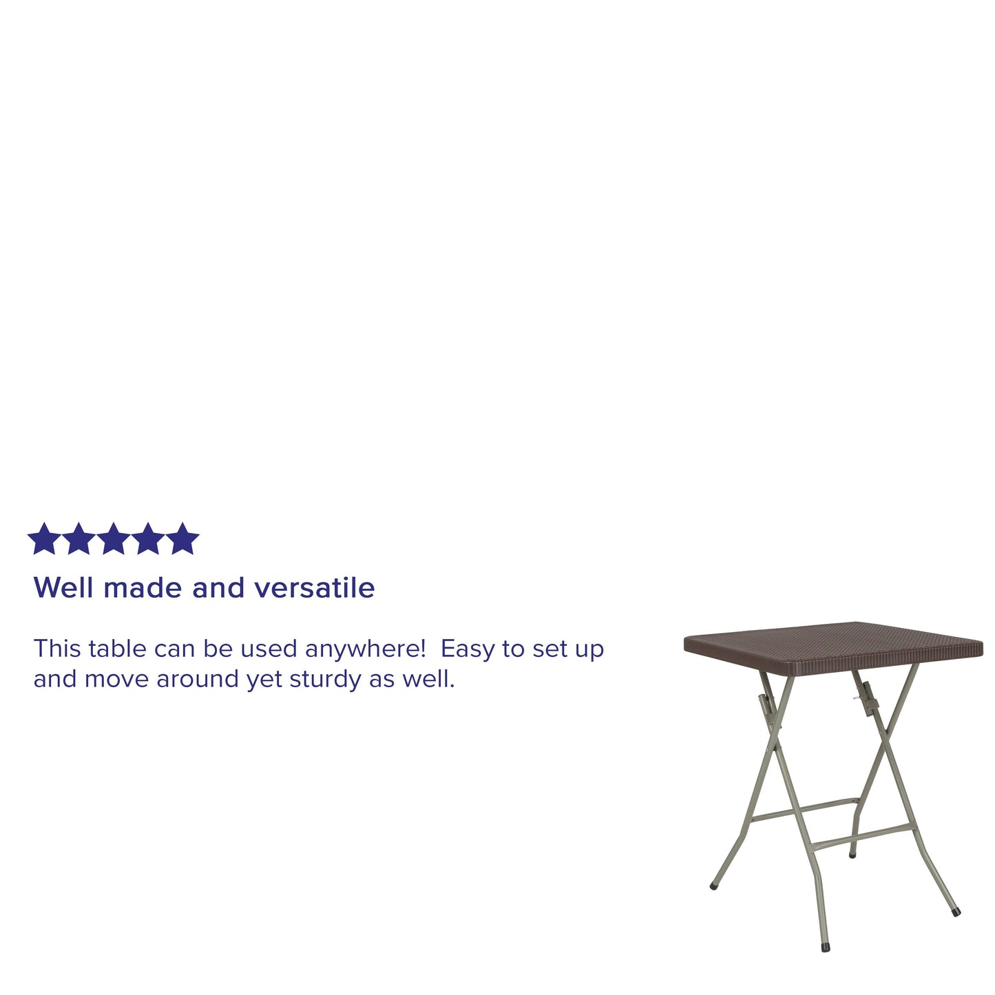 1.95-Foot Square Rattan Plastic Folding Table