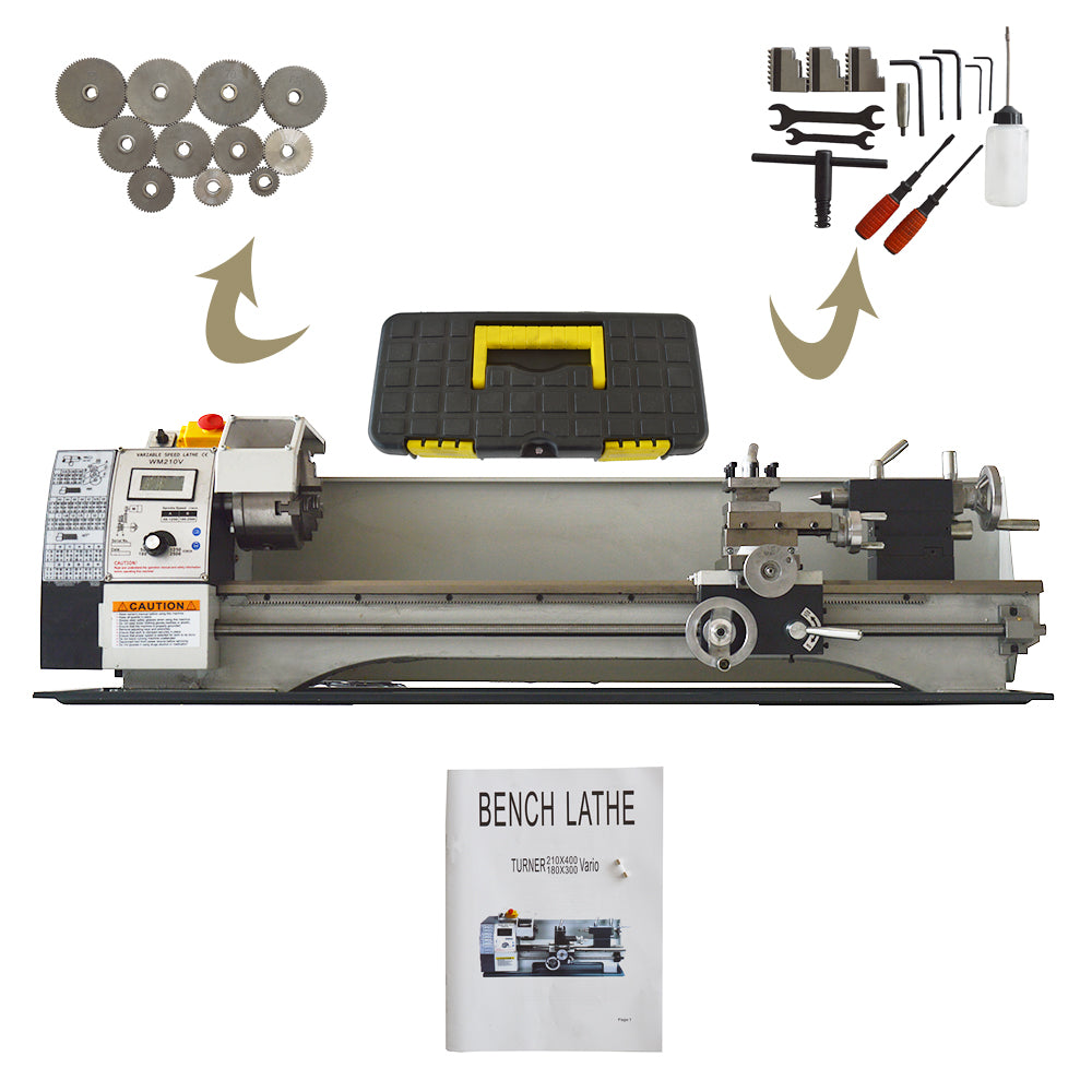 WM210V Inch Precision Metal Bench Lathe 900W