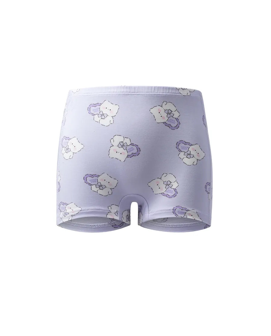Aimer Kids Modal 2-Pack Bear Printed Mid-Rise Boyshorts For Girls