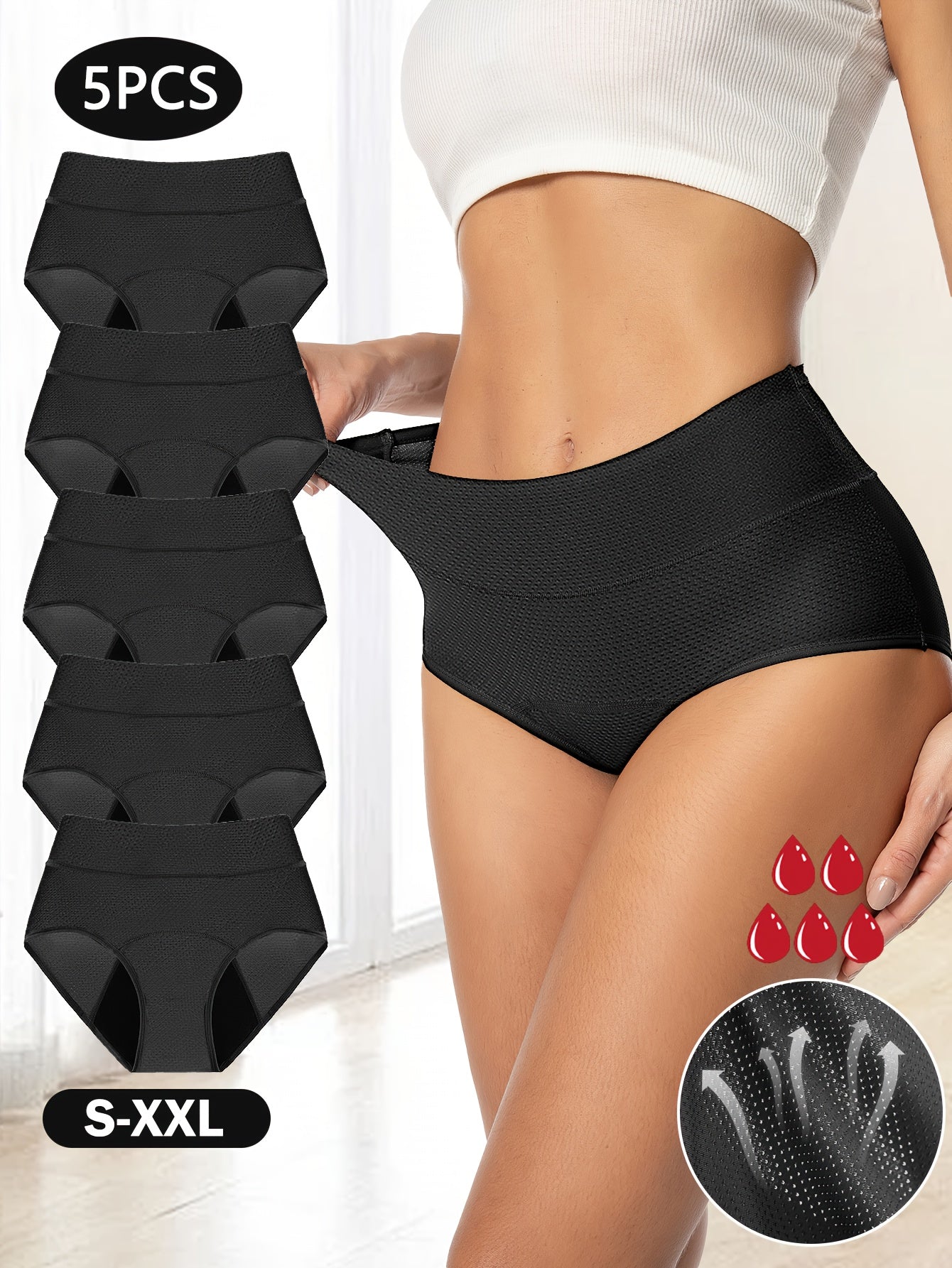 5 Pack Period Underwear, Breathable & Comfortable TJR6R2P